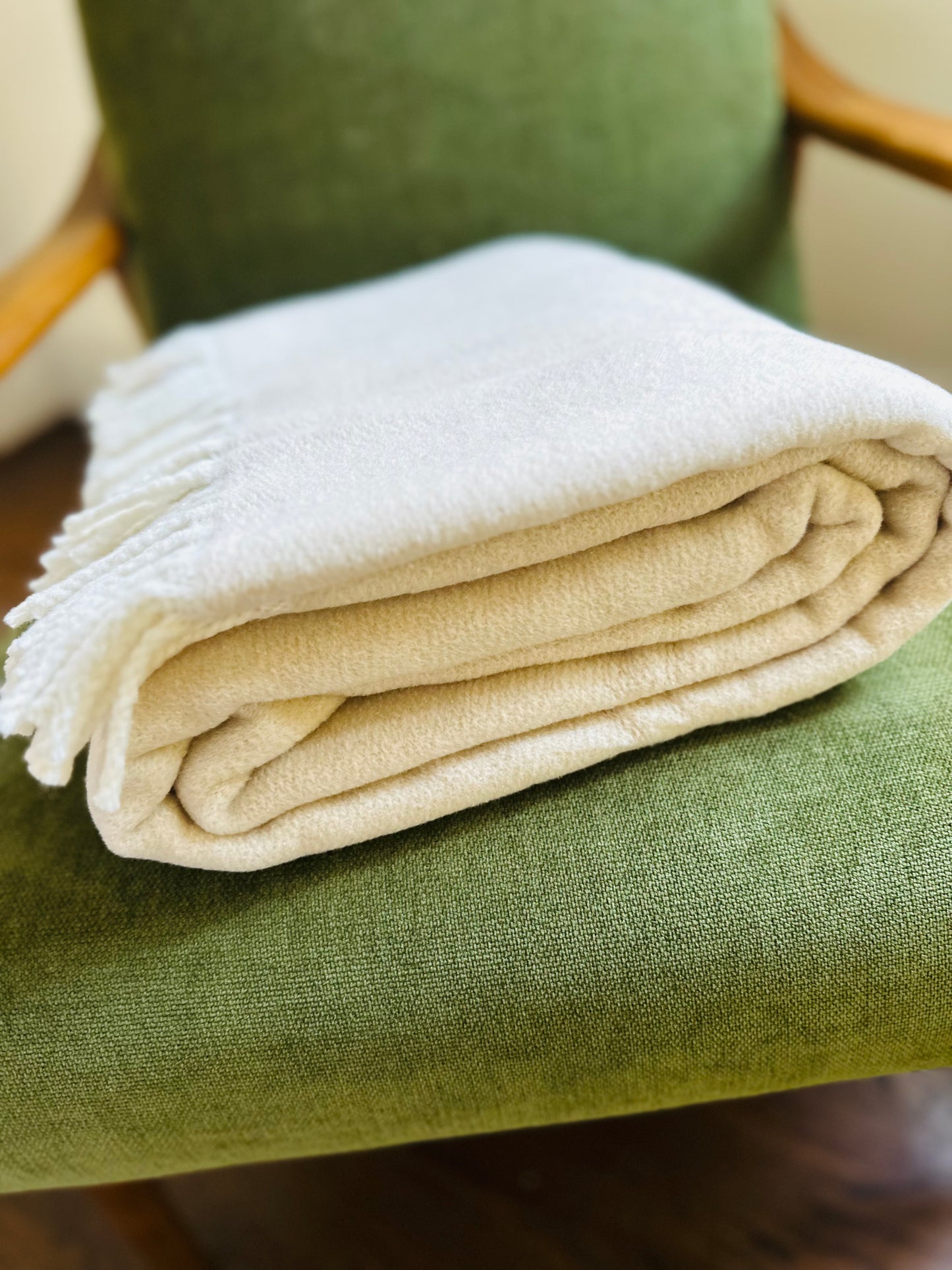 Plush fringe blanket