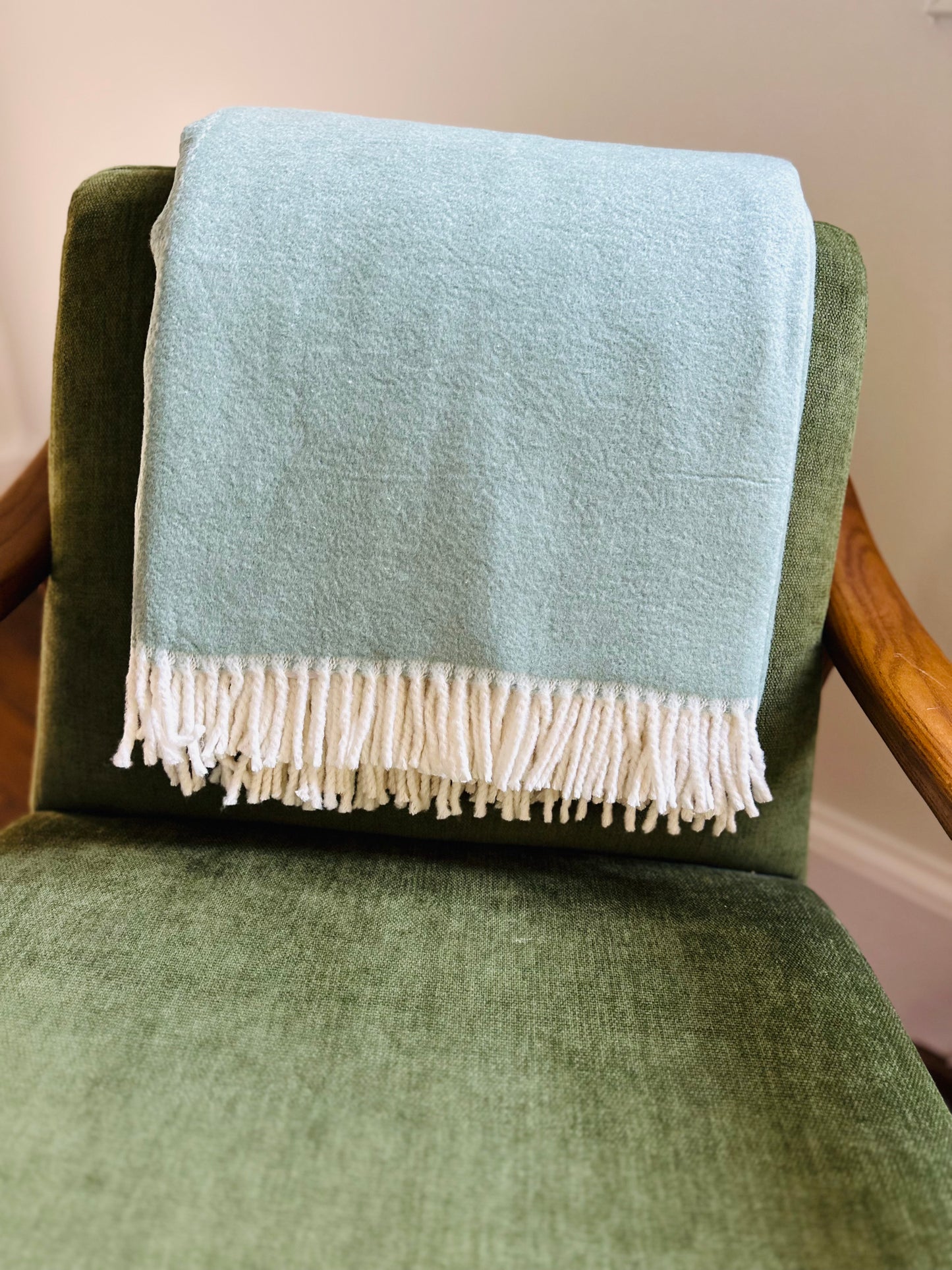 Plush fringe blanket