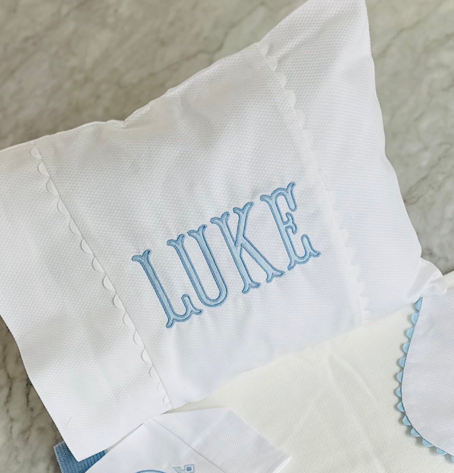 White Cotton Pique baby pillow with insert